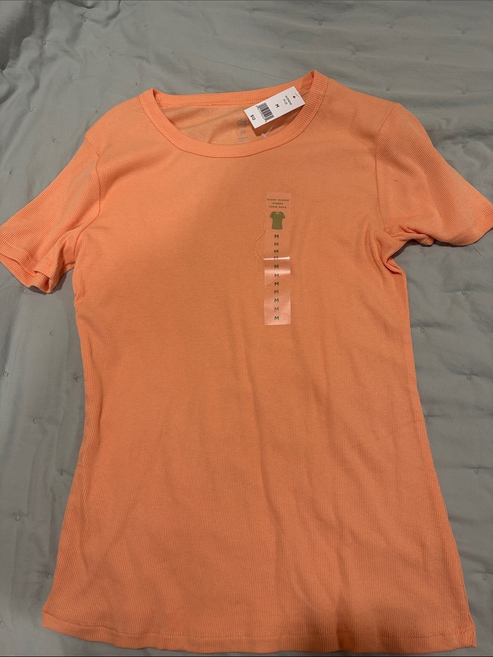 Women's Short Sleeve Ribbed Tee in Peach Orange